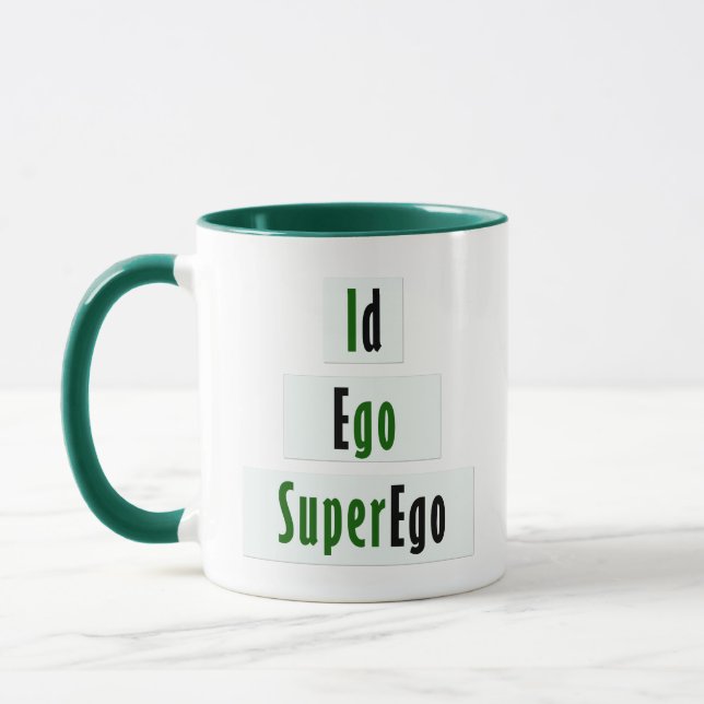 Id, Ego and Superego Psychology in Green and Black Mug (Left)