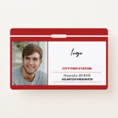 ID fireman volunteer city fire station template ID Badge (Front)