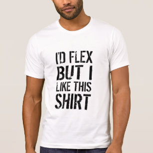 flexing in a smedium shirt