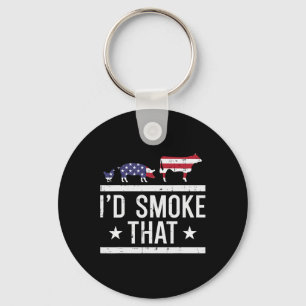 Id Grill That Chicken Pig Cow Us Flag Bbq Barbecue Key Ring
