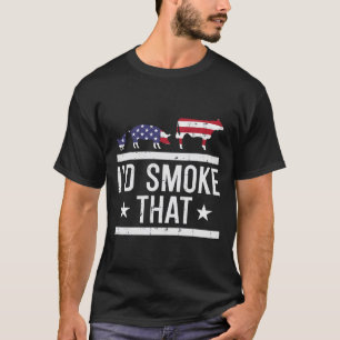 Id Grill That Chicken Pig Cow Us Flag Bbq Barbecue T-Shirt