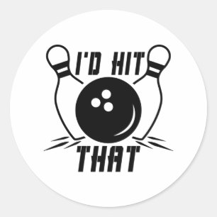 I'd Hit That Bowling Print Classic Round Sticker