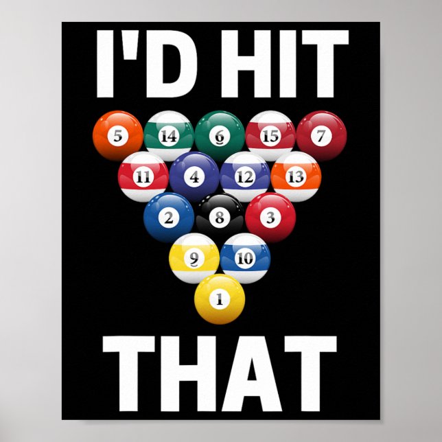 Id Hit That Funny Billiards Pool Ball Game Player  Poster (Front)