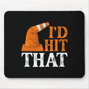 I'd Hit That Funny Halloween Costume Traffic Cone  Mouse Mat