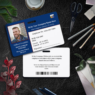 ID Identification Card Bar Code Photo Badge