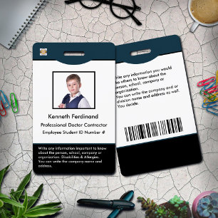 ID Identification Card Bar Code Photo Badge