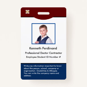 ID Identification Card Bar Code Photo Badge ID Badge