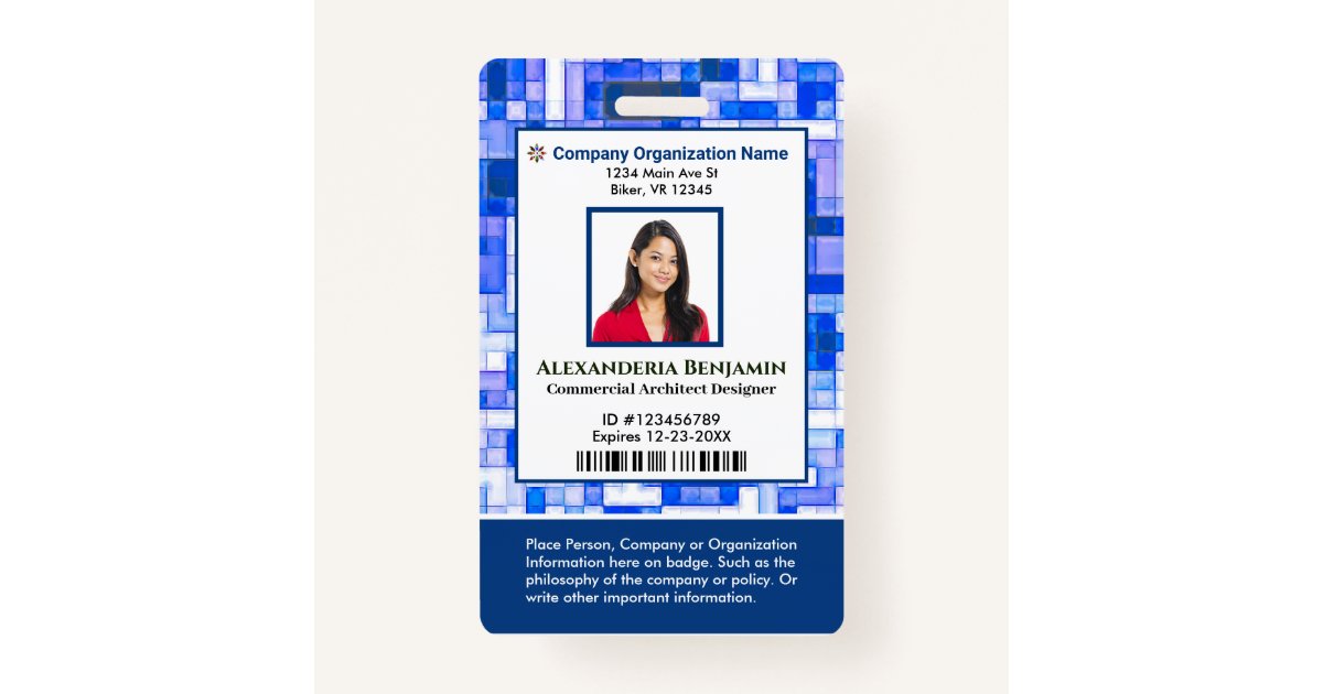 ID Identification Card Bar Code Photo Modern ID Badge Zazzle
