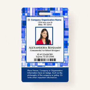 ID Identification Card Bar Code Photo Modern ID Badge
