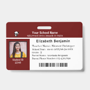 ID Identification Card Student Child Kids School Badge