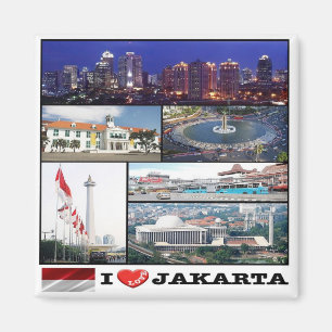 ID - Indonesia - Jakarta - I Love - Collage Mosaic Magnet