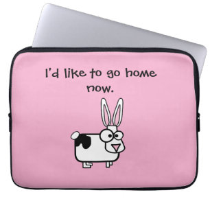 I'd Like to Go Home Now, Funny Cow / Bunny Cartoon Laptop Sleeve