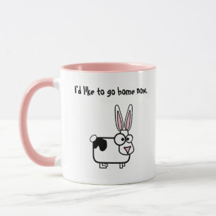 I'd Like to Go Home Now, Funny Cow / Bunny Cartoon Mug