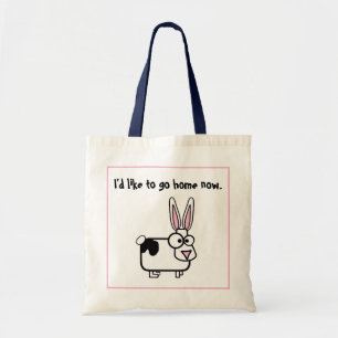 I'd Like to Go Home Now, Funny Cow / Bunny Cartoon Tote Bag