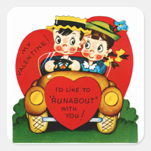 I'd Like To "Runabout" With You Valentine Square Sticker