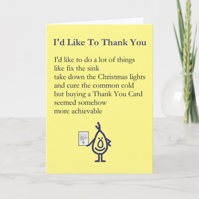 I'd Like To Thank You - A quirky thank you poem (Front)