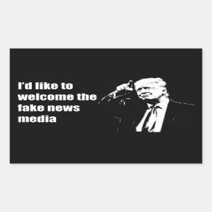 Id Like to Welcome the Fake News Media Funny Trump Rectangular Sticker
