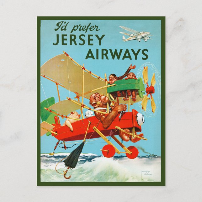 I'd Prefer Jersey Airways Vintage Poster 1937 Postcard (Front)