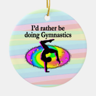 I'D RATHER BE A GYMNAST CERAMIC TREE DECORATION