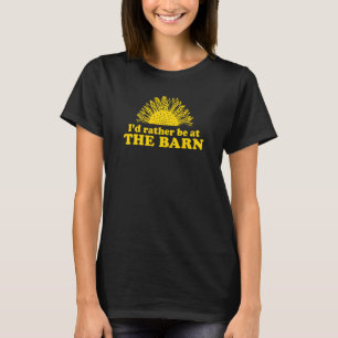 I'd Rather Be at The Barn Horse Sunflower Leopard T-Shirt