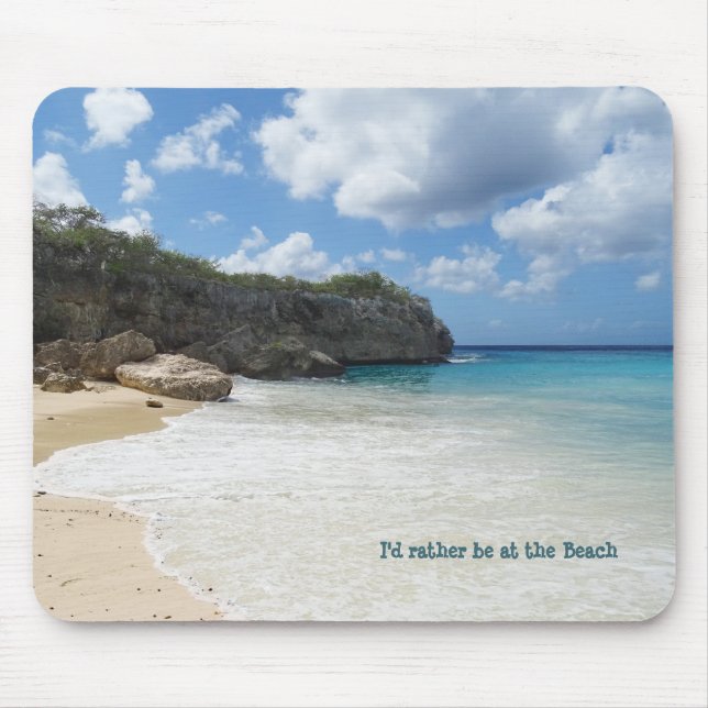 I'd rather be at the Beach (customizable) Mouse Mat (Front)