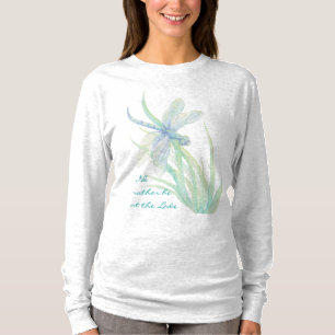 "I'd Rather be at the Lake Watercolor Dragonfly T-Shirt