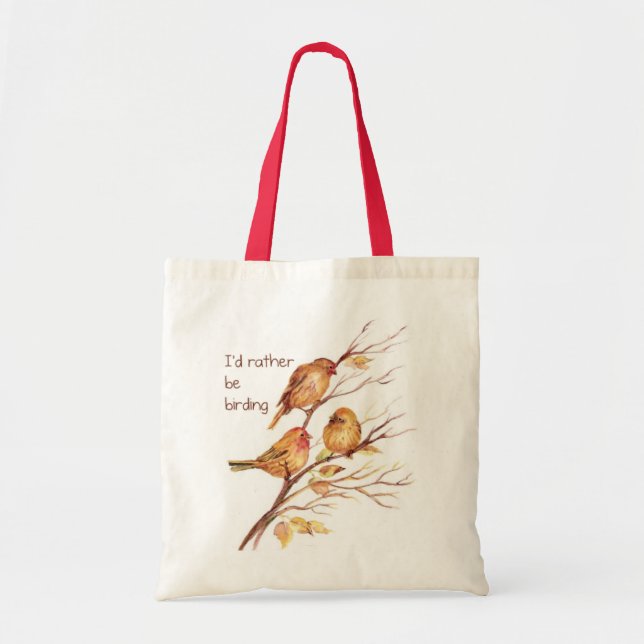 I'd Rather be Birding, Bird, Sparrows Tote Bag (Front)