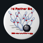 I'd Rather Be Bowling 10 Cm Round Badge<br><div class="desc">I'd Rather Be Bowling 1 T-Shirts & Gifts Features Bowling Pins and bowling ball. Text is I'd Rather be Bowling. Fun colourful bowling design. Celebrate your love of bowling in style. Mind Design Grafx™ Brings you the freshest funkiest T-shirts.. Sweatshirts.. Hoodies and more. Fashions for Men .. Women .. Teens...</div>
