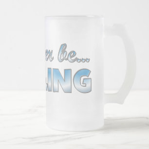I'd rather be BOWLING (Blue) Frosted Glass Beer Mug