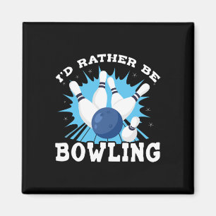 I'd Rather Be Bowling Retro For Man Magnet