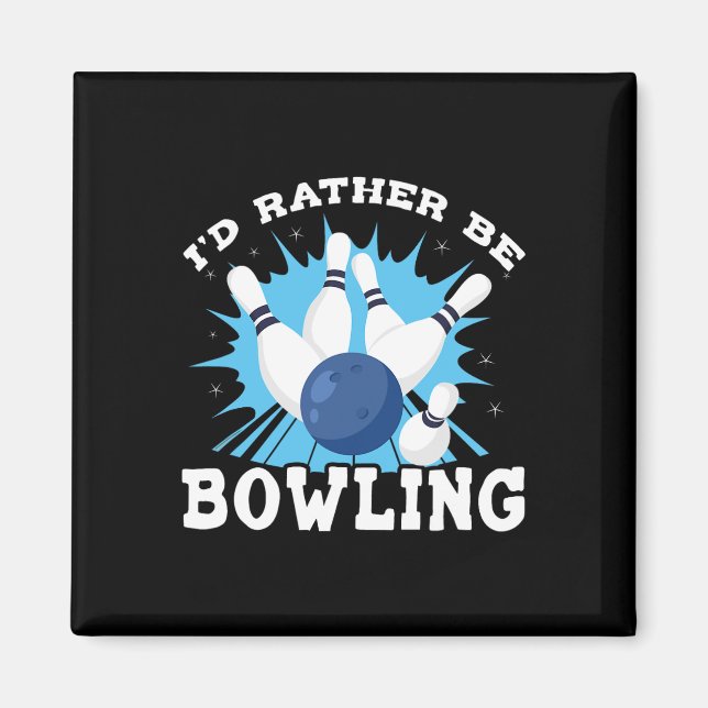 I'd Rather Be Bowling Retro For Man  Magnet (Front)