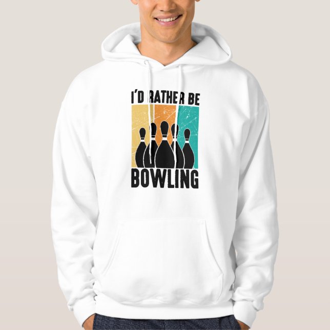 "I'd Rather Be Bowling" Retro Sunset Hoodie (Front)