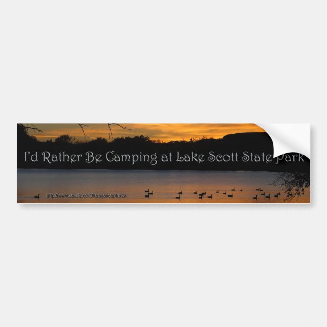 I'd Rather be Camping at Lake Scott State Park Bumper Sticker (Front)