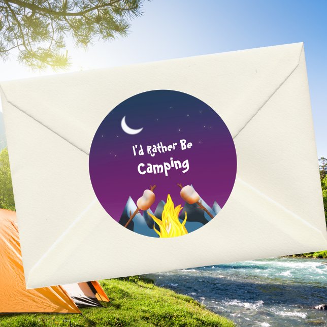 I'd Rather Be Camping Campfire Marshmallows  Classic Round Sticker (Creator Uploaded)