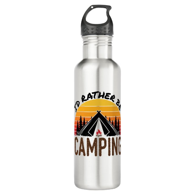 I'd Rather Be Camping Retro Sunset 710 Ml Water Bottle (Front)