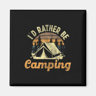 Id Rather Be Camping Tent Retro Vintage  Magnet