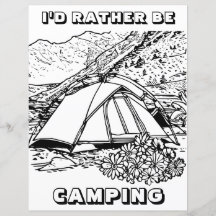 I'd Rather Be Camping Themed Colouring Card