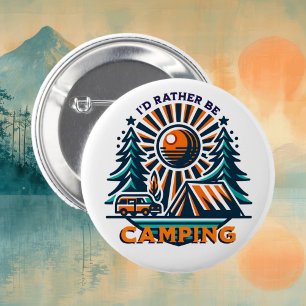 I'd Rather be Camping Vintage Vibes 6 Cm Round Badge