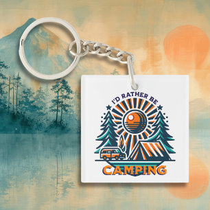 I'd Rather be Camping Vintage Vibes Key Ring