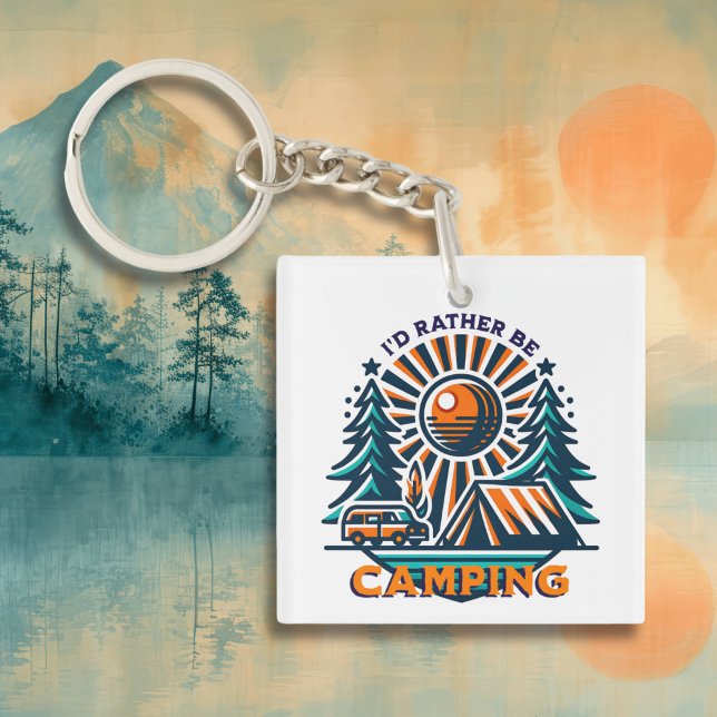 I'd Rather be Camping Vintage Vibes Key Ring (Creator Uploaded)