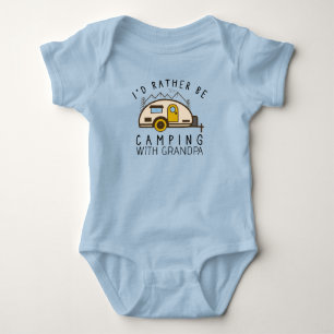 I'd Rather Be Camping with Grandpa Teardrop Camper Baby Bodysuit