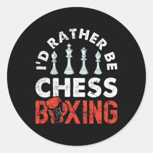 I'd Rather Be Chess Boxing Hybrid Pion Classic Round Sticker