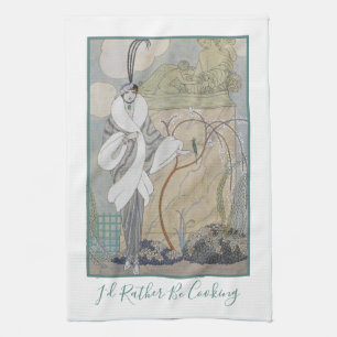 "I'd Rather Be Cooking" Vintage Fashion Model Tea Towel