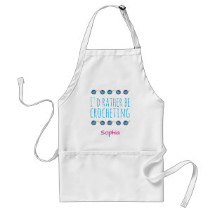 I'd rather be crocheting, personalizable name standard apron