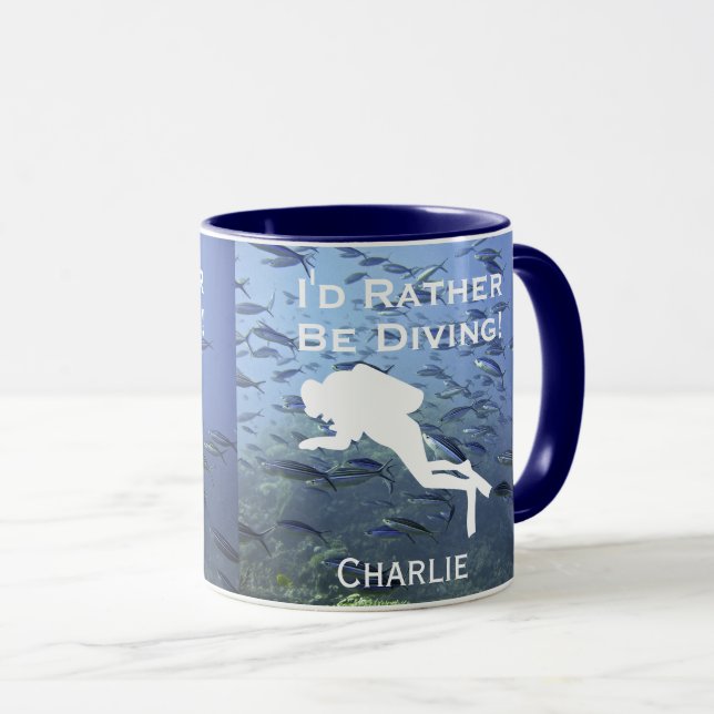 I'd Rather Be Diving - Personalised Mug (Front Right)
