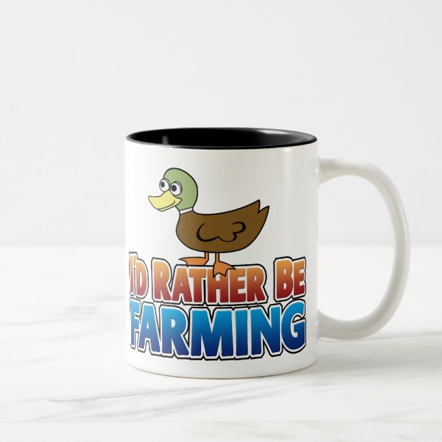 I'd Rather be Farming! DUCK (Virtual Farming) Two-Tone Coffee Mug (Right)