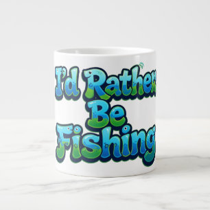 I'd Rather Be Fishing Cute Fish Large Coffee Mug