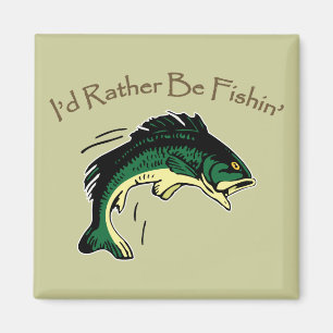 I'd Rather Be Fishing Digital Printed Art Design Magnet