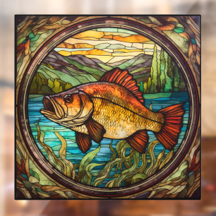I'd Rather Be Fishing Faux Stained Glass Window Cling