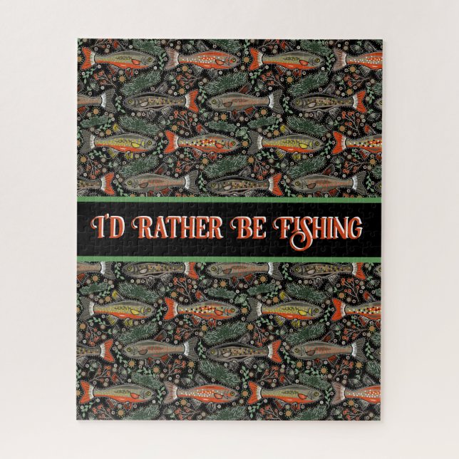 I'd Rather Be Fishing Freshwater Brook Trout Jigsaw Puzzle (Vertical)